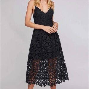 Astr Black Lace Midi Sundress with Plunge Neckline